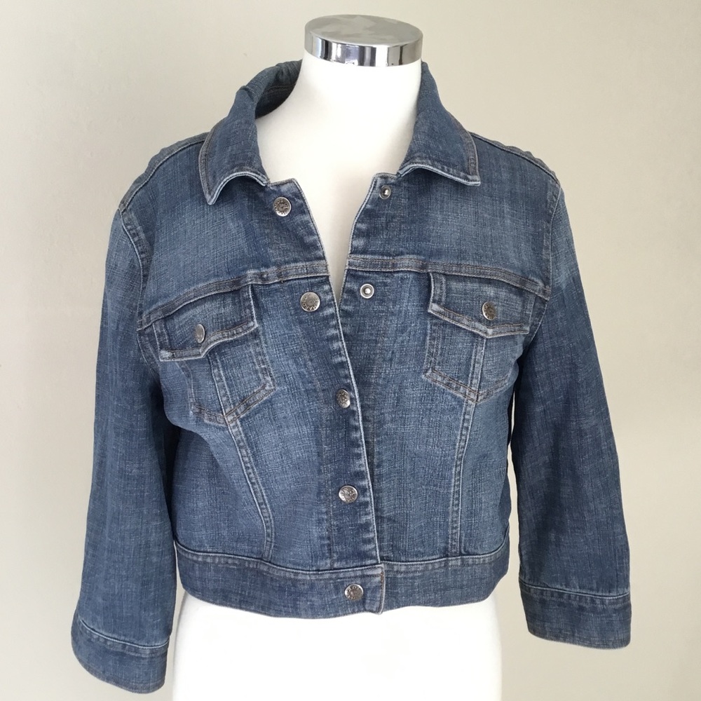 Harold's Cropped Distressed Jean Jacket - Size M